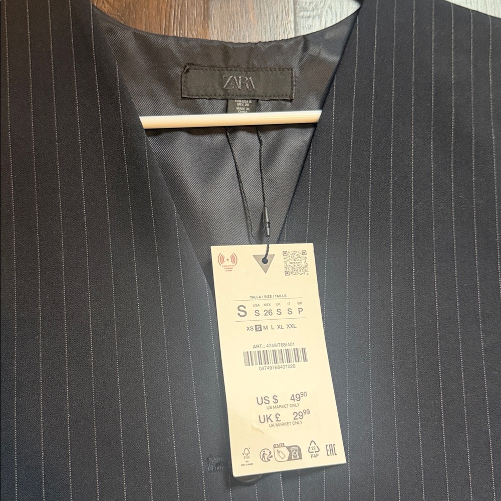 Zara Black Pinstripe V-Neck Structured Tunic - Picture 2 of 4